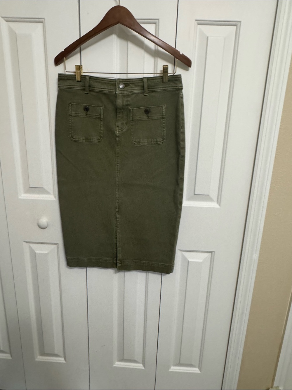 Talbots Olive Green Denim Pencil Skirt